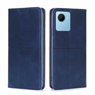 For Realme C30s Cow Texture Magnetic Horizontal Flip Leather Phone Case(Blue)