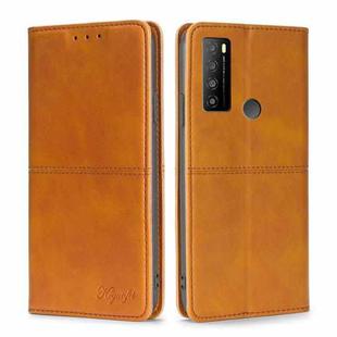 For TCL 30XL 2022 Cow Texture Magnetic Horizontal Flip Leather Phone Case(Light Brown)
