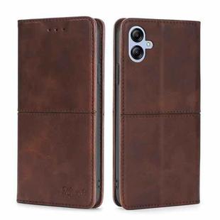 For Samsung Galaxy A04e 4G Cow Texture Magnetic Horizontal Flip Leather Phone Case(Dark Brown)