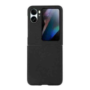 For OPPO Find N2 Flip Lambskin Texture Genuine Leather Phone Case(Black)