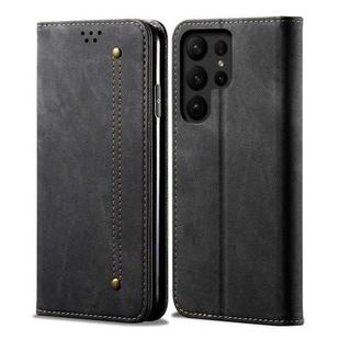 For Samsung Galaxy S23 Ultra 5G Denim Texture Leather Phone Case(Black)