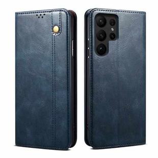 For Samsung Galaxy S23 Ultra 5G Oil Wax Crazy Horse Texture Leather Phone Case(Blue)