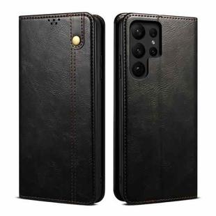 For Samsung Galaxy S23 Ultra 5G Oil Wax Crazy Horse Texture Leather Phone Case(Black)