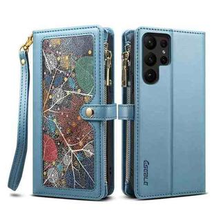 For Samsung Galaxy S23 Ultra 5G ESEBLE Star Series Lanyard Zipper Wallet RFID Leather Case(Blue)