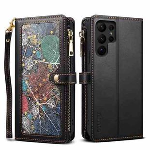 For Samsung Galaxy S23 Ultra 5G ESEBLE Star Series Lanyard Zipper Wallet RFID Leather Case(Black)