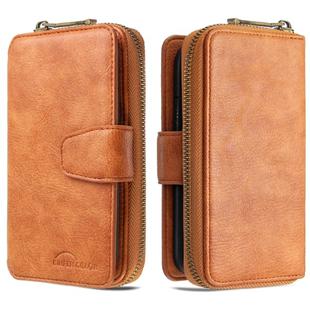 For iPhone 6 Plus Detachable Multifunctional Horizontal Flip Leather Case with Card Slots & Zipper Wallet & Photo Frame(Brown)