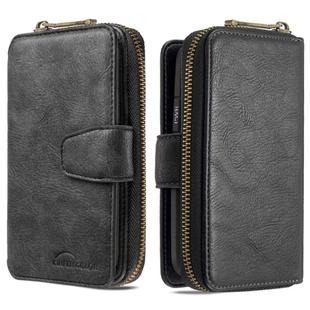 For iPhone XR Detachable Multifunctional Horizontal Flip Leather Case with Card Slots & Zipper Wallet & Photo Frame(Black)