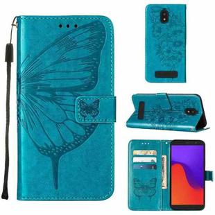 For BLU View 2 2022 / 2020 Embossed Butterfly Flip Leather Phone Case(Blue)