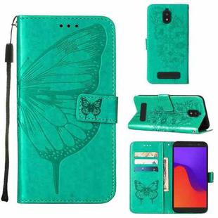 For BLU View 2 2022 / 2020 Embossed Butterfly Flip Leather Phone Case(Green)