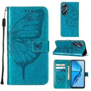 For Infinix Hot 20 4G X6826 Embossed Butterfly Flip Leather Phone Case(Blue)