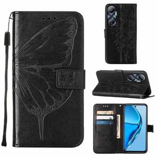 For Infinix Hot 20 4G X6826 Embossed Butterfly Flip Leather Phone Case(Black)