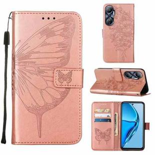 For Infinix Hot 20 4G X6826 Embossed Butterfly Flip Leather Phone Case(Rose Gold)