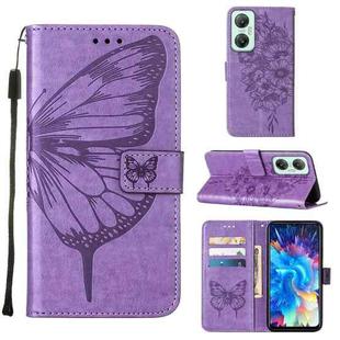 For Infinix Hot 20 5G X666 / X66B Embossed Butterfly Flip Leather Phone Case(Purple)