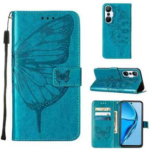 For Infinix Hot 20S / 20 Pro X6827 Embossed Butterfly Flip Leather Phone Case(Blue)