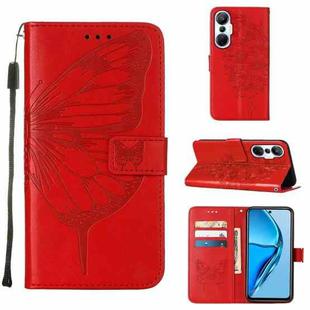 For Infinix Hot 20S / 20 Pro X6827 Embossed Butterfly Flip Leather Phone Case(Red)