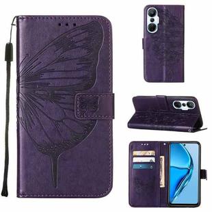 For Infinix Hot 20S / 20 Pro X6827 Embossed Butterfly Flip Leather Phone Case(Dark Purple)