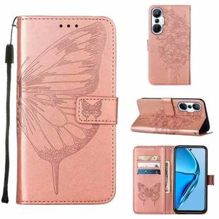 For Infinix Hot 20S / 20 Pro X6827 Embossed Butterfly Flip Leather Phone Case(Rose Gold)