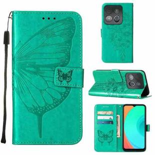 For Infinix Smart 7 X6515 Embossed Butterfly Flip Leather Phone Case(Green)
