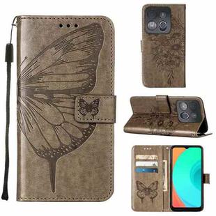 For Infinix Smart 7 X6515 Embossed Butterfly Flip Leather Phone Case(Grey)