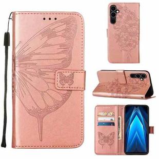 For Tecno Pova Neo 2 LG6N Embossed Butterfly Flip Leather Phone Case(Rose Gold)