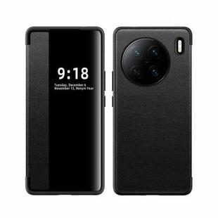 For vivo X90 Pro Magnetic Side Window View Shockproof Horizontal Flip Leather Case(Black)