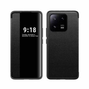 For Xiaomi 13 Pro Magnetic Side Window View Shockproof Horizontal Flip Leather Case(Black)