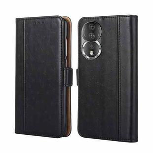 For Honor 80 Ostrich Texture Flip Leather Phone Case(Black)