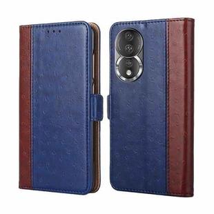 For Honor 80 Ostrich Texture Flip Leather Phone Case(Blue)