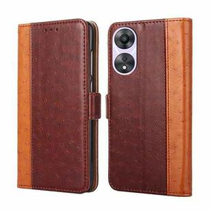 For OPPO A58 5G Ostrich Texture Flip Leather Phone Case(Brown)