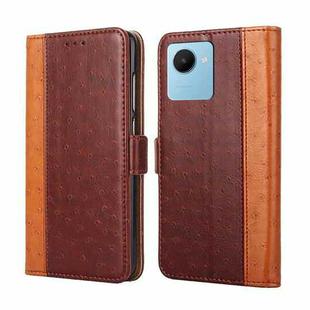 For Realme C30s Ostrich Texture Flip Leather Phone Case(Brown)