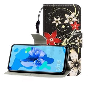 For Huawei Nova 5i / P20 Lite (2019) Colored Drawing Horizontal Flip Leather Case with Holder & Card Slot & Wallet(Safflower)