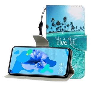 For Huawei Nova 5i / P20 Lite (2019) Colored Drawing Horizontal Flip Leather Case with Holder & Card Slot & Wallet(Coconut Tree)