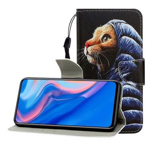 For Huawei P Smart Z / Y9 Prime (2019) Colored Drawing Horizontal Flip Leather Case with Holder & Card Slot & Wallet(Down Jacket Cat)