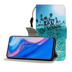 For Huawei P Smart Z / Y9 Prime (2019) Colored Drawing Horizontal Flip Leather Case with Holder & Card Slot & Wallet(Blue Coconut Grove)