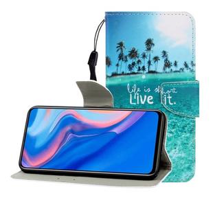 For Huawei P Smart Z / Y9 Prime (2019) Colored Drawing Horizontal Flip Leather Case with Holder & Card Slot & Wallet(Coconut Tree)