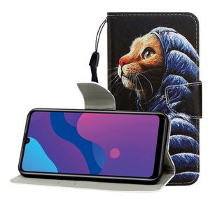 For Huawei Enjoy 10S Colored Drawing Horizontal Flip Leather Case with Holder & Card Slot & Wallet(Down Jacket Cat)