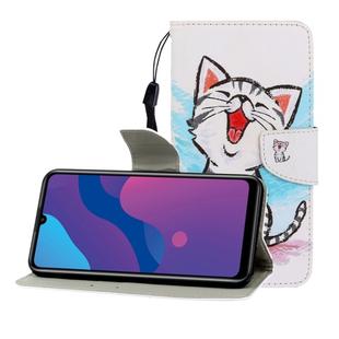 For Huawei Honor 9A Colored Drawing Horizontal Flip Leather Case with Holder & Card Slot & Wallet(Red Mouth Cat)