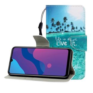 For Huawei Honor 9A Colored Drawing Horizontal Flip Leather Case with Holder & Card Slot & Wallet(Coconut Tree)