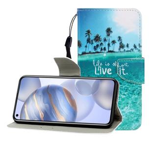 For Huawei Honor 30 Colored Drawing Horizontal Flip Leather Case with Holder & Card Slot & Wallet(Coconut Tree)