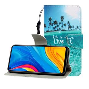 For Huawei Honor Play 3 / Enjoy 10 Colored Drawing Horizontal Flip Leather Case with Holder & Card Slot & Wallet(Coconut Tree)