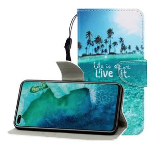 For Huawei Honor V30 / V30 Pro Colored Drawing Horizontal Flip Leather Case with Holder & Card Slot & Wallet(Coconut Tree)