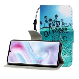 For Xiaomi Note 10 Pro Colored Drawing Horizontal Flip Leather Case with Holder & Card Slot & Wallet(Blue Coconut Grove)