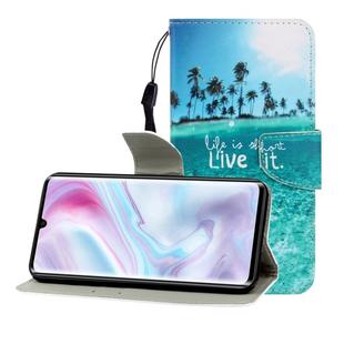 For Xiaomi Note 10 Pro Colored Drawing Horizontal Flip Leather Case with Holder & Card Slot & Wallet(Coconut Tree)