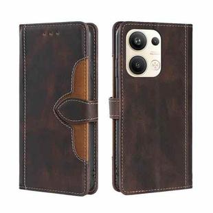 For OPPO Reno9 Pro+ 5G Skin Feel Magnetic Buckle Leather Phone Case(Brown)