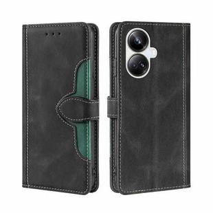 For Realme 10 Pro+ 5G Skin Feel Magnetic Buckle Leather Phone Case(Black)