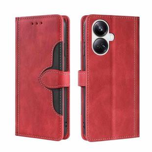 For Realme 10 Pro+ 5G Skin Feel Magnetic Buckle Leather Phone Case(Red)