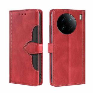 For vivo X90 Pro 5G Skin Feel Magnetic Buckle Leather Phone Case(Red)