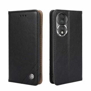 For Honor 80 Non-Magnetic Retro Texture Flip Leather Phone Case(Black)