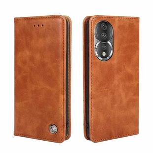 For Honor 80 Non-Magnetic Retro Texture Flip Leather Phone Case(Brown)
