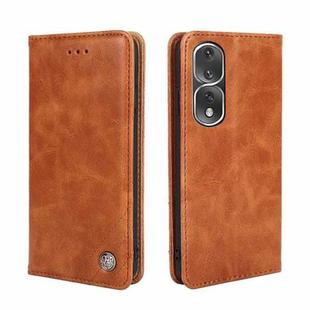 For Honor 80 Pro Non-Magnetic Retro Texture Flip Leather Phone Case(Brown)